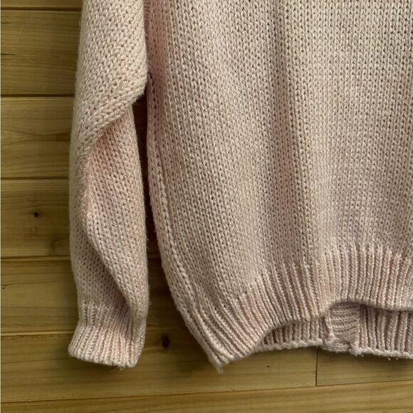 Vintage Diversity Size Large Coquette Girl Floral Fringe Baby Pink Cardigan - Picture 10 of 13